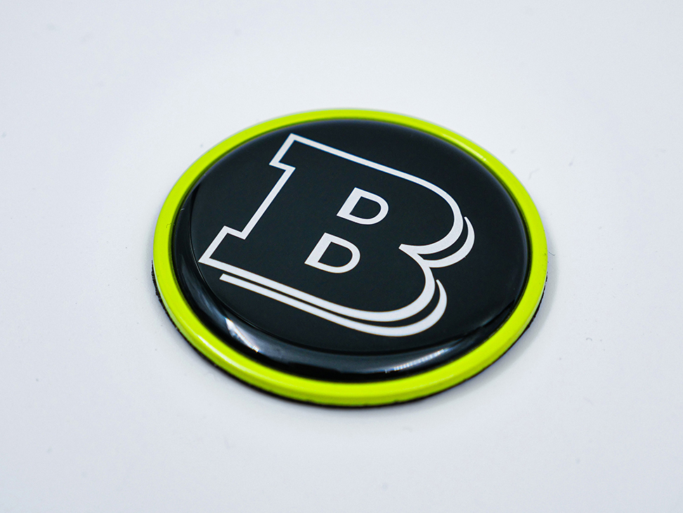 Hood Scoop Metal Badge Lime Green with Black Center and Gray LogoBrabus Emblem 55mm for Mercedes-Benz G-Class W463 W463A